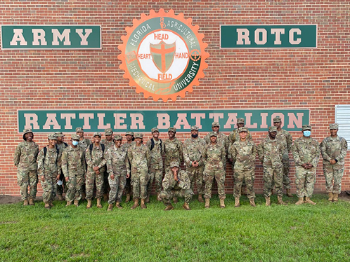 a group photo of FAMU ARMY ROTC Cadets in uniform