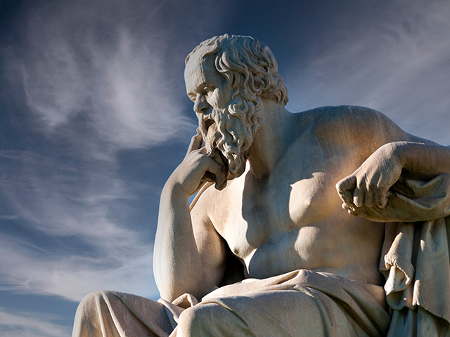 classic statue of Socrates Greek philosopher recognized as the founder of Western philosophy (c. 470–399 BC)