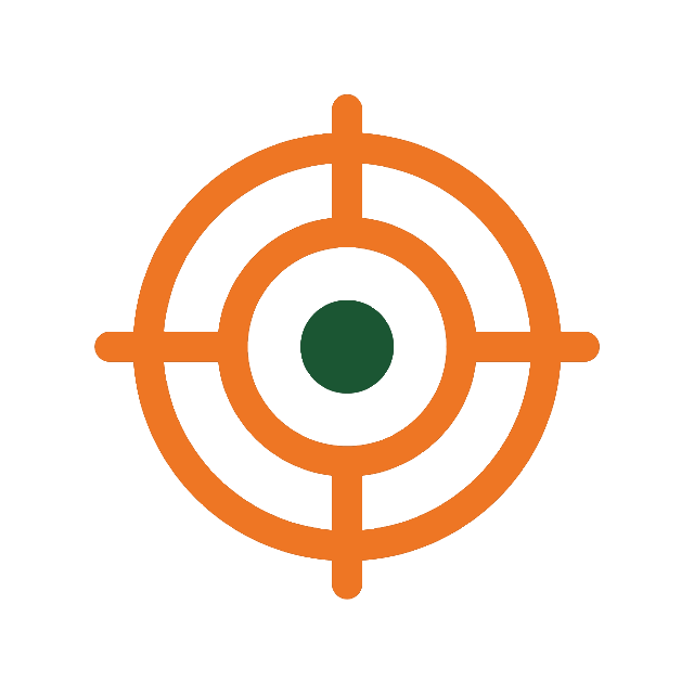Goals flat icon of orange and green target